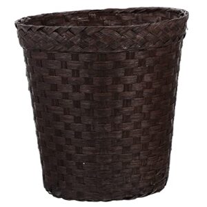 Housoutil Rattan Flower Basket Vintage Waste Basket, Woven Trash Can Small Garbage Can Rubbish Basket for Bedroom, Bathroom, Offices or Home- Coffee Hyacinth Plant