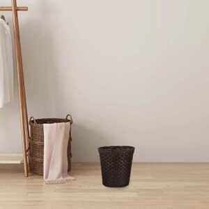 Housoutil Rattan Flower Basket Vintage Waste Basket, Woven Trash Can Small Garbage Can Rubbish Basket for Bedroom, Bathroom, Offices or Home- Coffee Hyacinth Plant