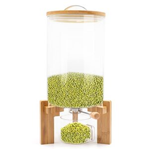 glass rice airtight dispenser 8l with stand,rice holder dispenser,cereal dry food storge container food dispenser countertop for kitchen organization and pantry store(8 l)