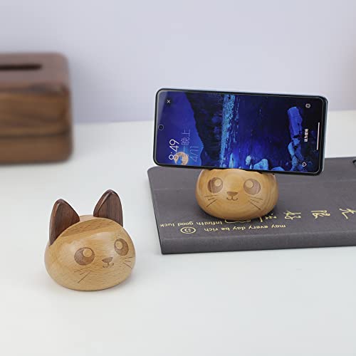 Cute Cell Phone Stand for Desk,Cat Phone Holder Wooden Phone Stand,Compatible with Switch, All Android Smartphone and iPhone,Great Gift for Lover Valentines Gifts