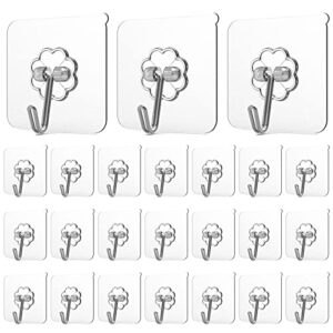 geayaze adhesive hooks, 12 pcs transparent removable small sticky hooks, heavy duty adhesive wall hooks 10 lbs