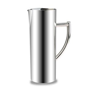 stainless steel water pitcher metal -flat mouth water metal pitcher 60 oz silver slender water pitcher for water beer juice and other beverage by muglio
