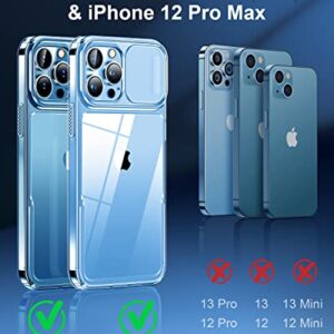 Simtect for iPhone 13 Pro Max Case with Camera Cover for iPhone 12 Pro Max Case Crystal Clear & Not-Yellowing Slim Miltary Shockproof Protective Phone Case for iPhone 13 Pro Max & 12 Pro Max (Clear)