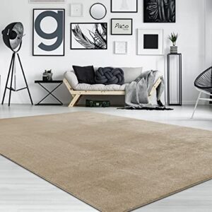 paco home soft washable area rug in beige cream cozy anti-slip solid color, size: 2'8" x 4'11"