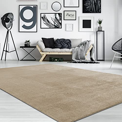 Paco Home Soft Washable Area Rug in Beige Cream Cozy Anti-Slip Solid Color, Size: 2'8" x 4'11"