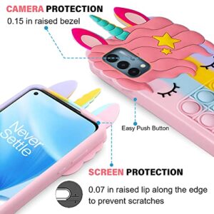 NA for One Plus Nord N200 5G with Strap,Push Pop Stress Relief Bubble Smart Soft Case 3D Cartoon Funny Silicone Case for Teen Girls,Adults Protective Aesthetic Case(Rainbow)