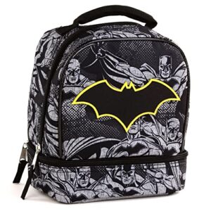 Fast Forward Batman Backpack with Lunch Box Set - Batman Backpack for Boys 8-12 Bundle with Lunch Bag, Water Bottle, Stickers, More | Batman School Backpack