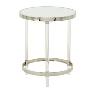 deco 79 acrylic round accent table with mirrored glass top, 19" x 19" x 23", silver