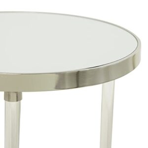 Deco 79 Acrylic Round Accent Table with Mirrored Glass Top, 19" x 19" x 23", Silver