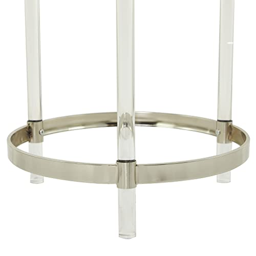 Deco 79 Acrylic Round Accent Table with Mirrored Glass Top, 19" x 19" x 23", Silver