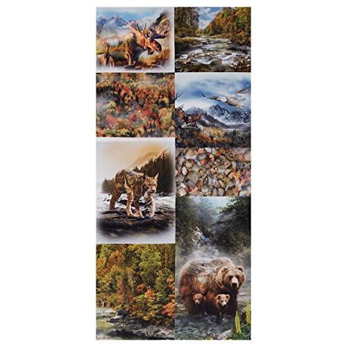 Hoffman Digital Call of The Wild Forest Animal & Landscape 90in Blocks Panel Fall Fabric