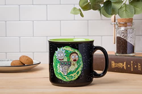 Silver Buffalo Rick and Morty Ram Portal Floor Ceramic Camper Mug, 20 Ounces