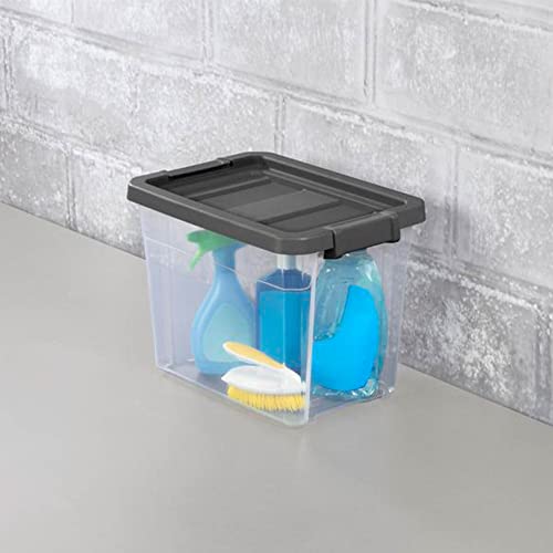 Sterilite 30 Quart Clear Plastic Stackable Storage Container Bin Box Tote with Grey Latching Lid Organizing Solution for Home & Classroom, 6 Pack