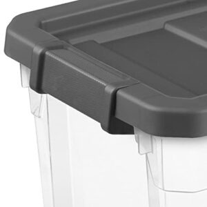 Sterilite 30 Quart Clear Plastic Stackable Storage Container Bin Box Tote with Grey Latching Lid Organizing Solution for Home & Classroom, 6 Pack