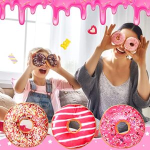 3 Pieces Donut Round Throw Pillow 16 Inch Pink Donut 3D Digital Print Pillow Cute Doughnut Shaped Funny Pillows Soft Plush Food Stuffed Decor Comfortable Cushion for Floor Chair Couch