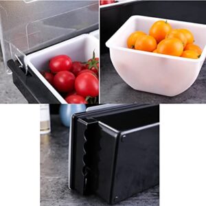 Bar Top Food & Condiment Dispenser 5-grid Plastic Chilled Garnish Tray Bar Caddy with Lid for Bartending & Serving Taco, Ice Cream, Fruit, Salad Bar (Black)