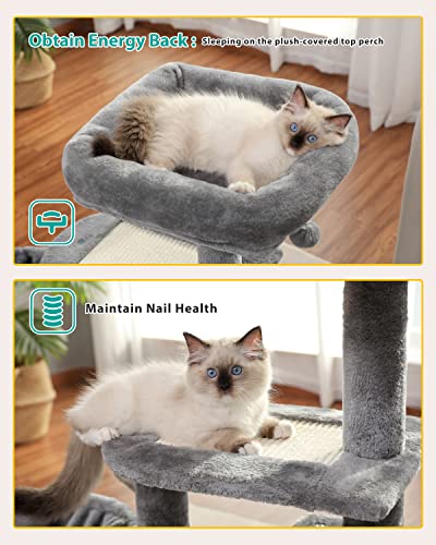 PETEPELA Cat Tree for Small Indoor Cats, Plush Cat Tower with Large Cat Condo, Deep Hammock and Sisal Cat Scratching Post for Kittens