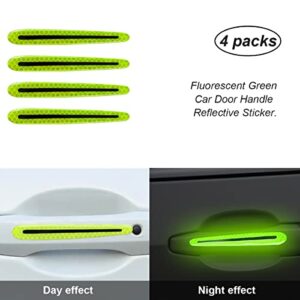 Fekey&JF 4PCS Car Door Handle Protector Reflective Stickers, 3D Car Door Handle Cup Scratches Protective Films, Night Visibility Safety Warning Decal, Universal for Most Cars (Green)