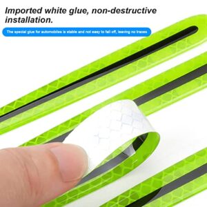 Fekey&JF 4PCS Car Door Handle Protector Reflective Stickers, 3D Car Door Handle Cup Scratches Protective Films, Night Visibility Safety Warning Decal, Universal for Most Cars (Green)