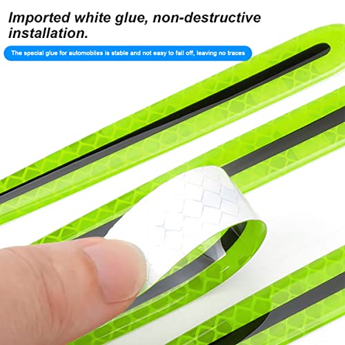 Fekey&JF 4PCS Car Door Handle Protector Reflective Stickers, 3D Car Door Handle Cup Scratches Protective Films, Night Visibility Safety Warning Decal, Universal for Most Cars (Green)