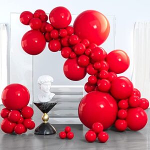 partywoo red balloons, 100 pcs matte red balloons different sizes pack of 36 inch 18 inch 12 inch 10 inch 5 inch for balloon garland or balloon arch as party decorations, birthday decorations