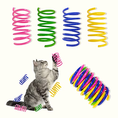 AGYM Cat Spring Toys, 30 Pack Cat Spiral Springs for Indoor Cats, Colorful & Durable Plastic Spring Coils Attract Cats to Swat, Bite, Hunt, Interactive Toys for Cats and Kittens