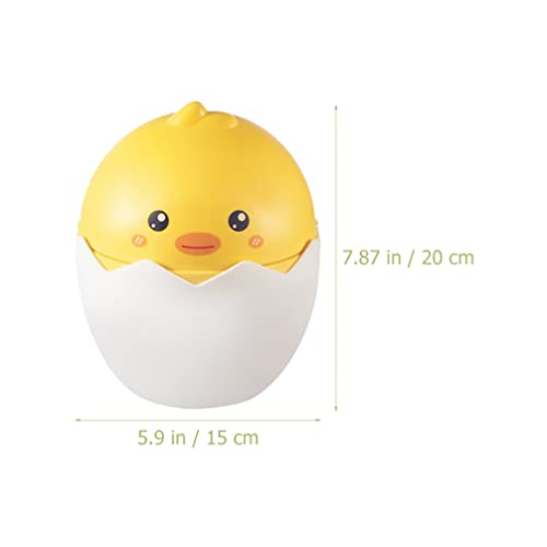 Operitacx Trash can Table Trash Can Mini Wastebasket Cartoon Chicken Egg Compost Bin Easy- Clean Countertop Plastic Garbage Can for Bathroom Vanity Countertop Grey Miniature Trash can Kawaii Desk