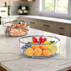acrylic lazy susan rotating plastic serving bowls,10" clear crazy susan turntable for cabinet refrigerator turntable organizer, pantry organization (2 pack)