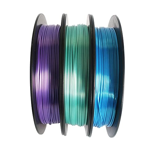 Casnorton 3D Printer 1.75MM Bundle Silk PLA Filament Accuracy +/- 0.03mm 1.5kg (0.5kg Each Spool) Silk Blue,Silk Green,Silk Purple for Creality Ender 3 V2 ANYCUBIC Kobra Voxelab Aquila(Pack of 3)