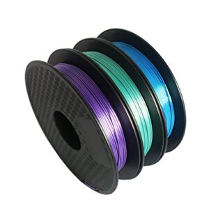 Casnorton 3D Printer 1.75MM Bundle Silk PLA Filament Accuracy +/- 0.03mm 1.5kg (0.5kg Each Spool) Silk Blue,Silk Green,Silk Purple for Creality Ender 3 V2 ANYCUBIC Kobra Voxelab Aquila(Pack of 3)