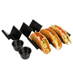 taco holders stylish & sturdy taco tray plates for home, party & kids use dishwasher, oven & grill-safe stainless steel, taco rack for easy and clean taco preparation (set of 2) by serro
