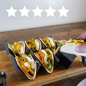 Taco Holders Stylish & Sturdy Taco Tray Plates for Home, Party & Kids Use Dishwasher, Oven & Grill-Safe Stainless Steel, Taco Rack for Easy and Clean Taco Preparation (Set of 2) by Serro