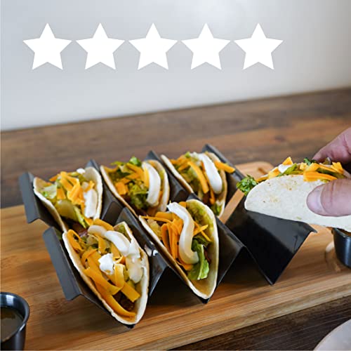 Taco Holders Stylish & Sturdy Taco Tray Plates for Home, Party & Kids Use Dishwasher, Oven & Grill-Safe Stainless Steel, Taco Rack for Easy and Clean Taco Preparation (Set of 2) by Serro