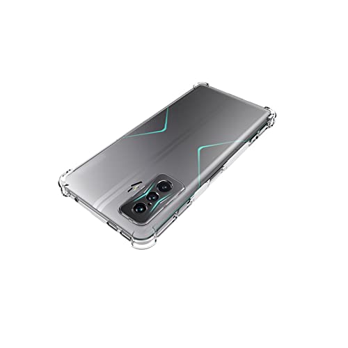 Compatible with Xiaomi Redmi K50 Gaming/Xiaomi Poco F4 GT Case Clear Slim Soft TPU Cover with Screen Protector (2 Pieces), Shock-Absorption Edge Bumper with Reinforced Corners Transparent Phone Case