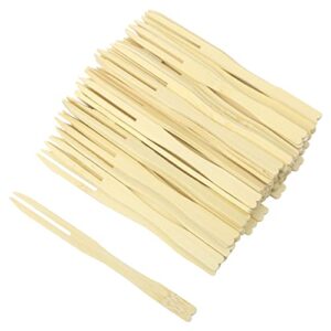 sihuuu bamboo forks,100 pcs square mini fruit forks, buffet appetizer picks, small finger food forks, cocktail forks for party appetizer, catering pastry, dessert prongs