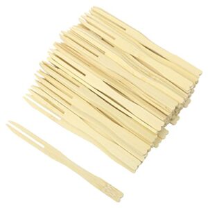 Sihuuu Bamboo Forks,100 PCS Square Mini Fruit Forks, Buffet Appetizer Picks, Small Finger Food Forks, Cocktail Forks for Party Appetizer, Catering Pastry, Dessert Prongs