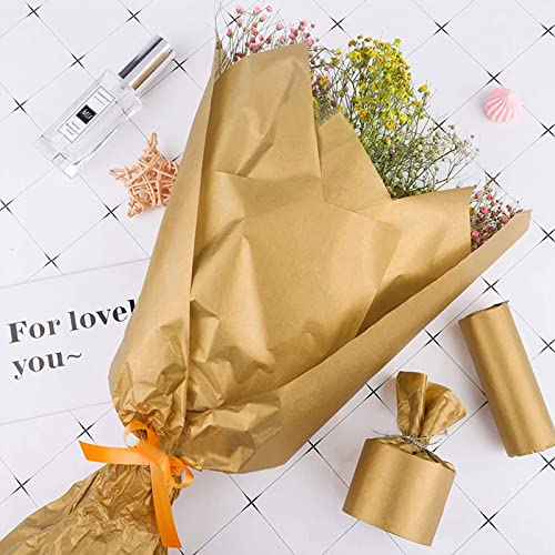 RYKOMO 100 Sheets 14.5 x 20 Inch Gold Metallic Tissue Paper, Bulk Gold Wrapping Paper Art Paper Crafts Metallic Gift Wrapping Tissue Paper for DIY Crafts Birthday Holiday Christmas Weddings Arts Decor