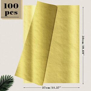 RYKOMO 100 Sheets 14.5 x 20 Inch Gold Metallic Tissue Paper, Bulk Gold Wrapping Paper Art Paper Crafts Metallic Gift Wrapping Tissue Paper for DIY Crafts Birthday Holiday Christmas Weddings Arts Decor