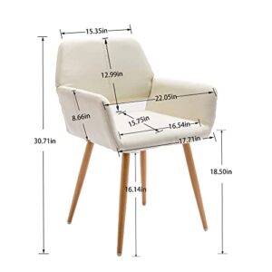 KCC Dining Chair 1 Piece, Upholstered Fabric Desk Chairs Small Armchair, Leisure Modern Living Room Accent Chairs with Metal Tube Legs for Kitchen, Dining Room, Guest Room Bedroom, Beige