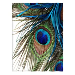 goodbath peacock blanket, flanel cozy plush velvet warm fleece blanket for sofa couch bed office chair, 60 x 50 inches