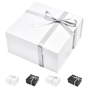 MESHA 8X8X4 Magnetic Gift Box,1PC Gift Box Magnetic Closure,White Gift Boxes with Lids for Keepsakes Jewelry Photography Coffee Mugs Home Ogranization