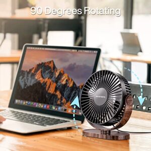 SmartDevil USB Small Desk Fan, 3 Speeds Portable Desktop Table Fan, 90° Adjustment Personal Mini Fan, Quiet Operation, for Home Office Car Outdoor Travel (Black Wood Grain)