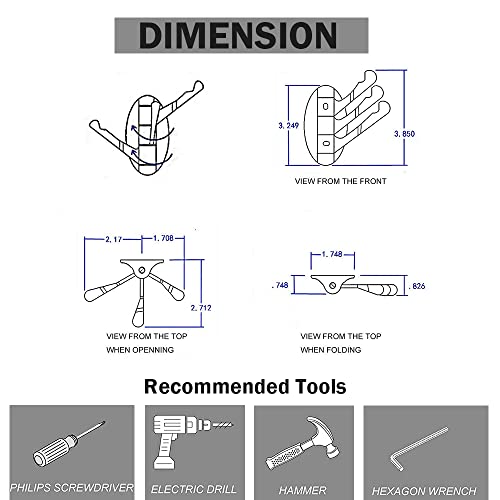 UMIRIO Solid Metal Swivel Hook Heavy Duty Folding Swing Arm Triple Coat Hook with Multi Three Foldable Arms Towel/Clothes Hanger for Bathroom Kitchen Garage Wall Mount, ORB
