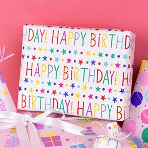 MAYPLUSS Birthday Wrapping Paper Roll - Mini Roll - 17" X 120" Per roll - Pink Design (42.3 sq.ft.ttl)