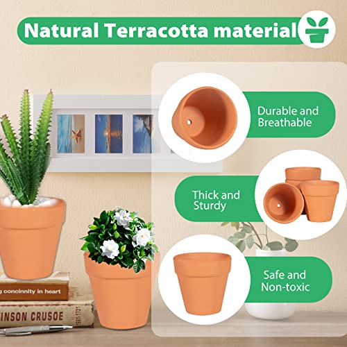 Baxrou 2.55 Inch Terra Cotta Pots 30pcs Small Mini Clay Pots with Drainage Holes,Cactus Flower Nursery Terracotta Pots for Indoor/Outdoor Succulent Plants, Crafts, Wedding Favor