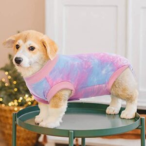 BRKURLEG Dog Recovery Suit Onesie After Surgery,Pet Spayed Neutered Shirt for Female Male Dogs Cats,Surgical Postoperative Snuggly Vest for Abdominal Wounds,Weaning,Anti-Licking Tie Dye Doggy Bodysuit