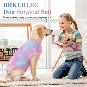 BRKURLEG Dog Recovery Suit Onesie After Surgery,Pet Spayed Neutered Shirt for Female Male Dogs Cats,Surgical Postoperative Snuggly Vest for Abdominal Wounds,Weaning,Anti-Licking Tie Dye Doggy Bodysuit