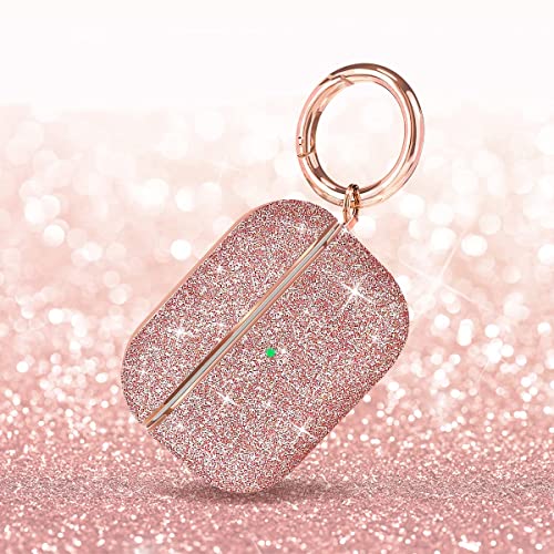 Casewind AirPod Pro Case,AirPods Pro Case,AirPods Pro Case Cover Bling Glitter Cute Full Protective Hard Shockproof Keychain Ring for Women Girl Men AirPod Pro Charging Case,Front LED Visible,Pink