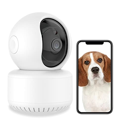 QIHANERS Indoor Pet Cam，Home Security Monitor Ring Dogs Camera Baby 360°Rotate，2K HD WiFi Camera Lnfrared Night Vision with Smart Motion Detection Phone App Siren & Live Video Two-Way Talk