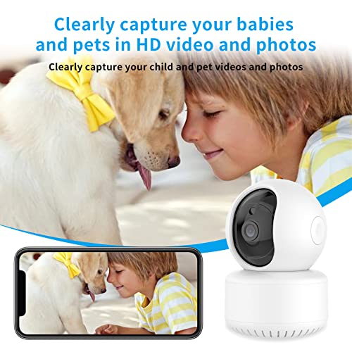 QIHANERS Indoor Pet Cam，Home Security Monitor Ring Dogs Camera Baby 360°Rotate，2K HD WiFi Camera Lnfrared Night Vision with Smart Motion Detection Phone App Siren & Live Video Two-Way Talk